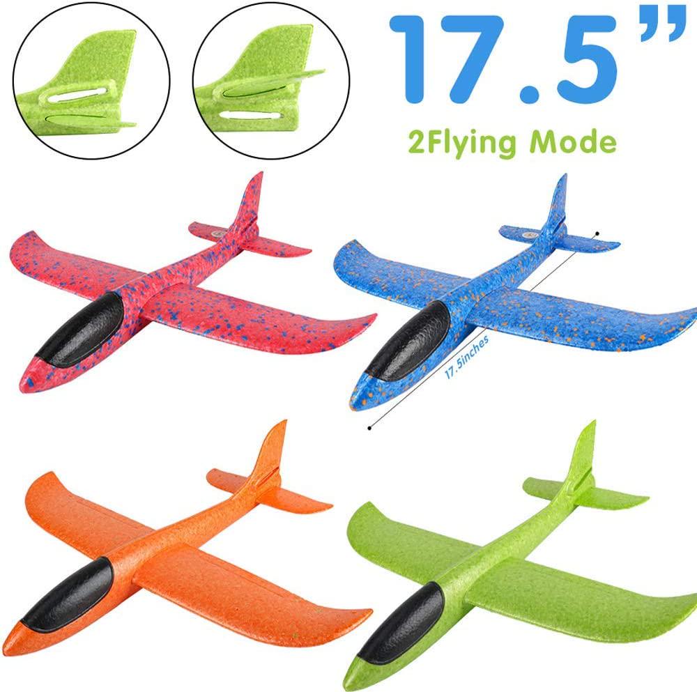 KICOFIT, KICOFIT Airplane Toys for Kids Glider Plane Foam Flying Airplane Kit for Outdoor Sports Garden Yard Playing (4 Pack 17.5'')