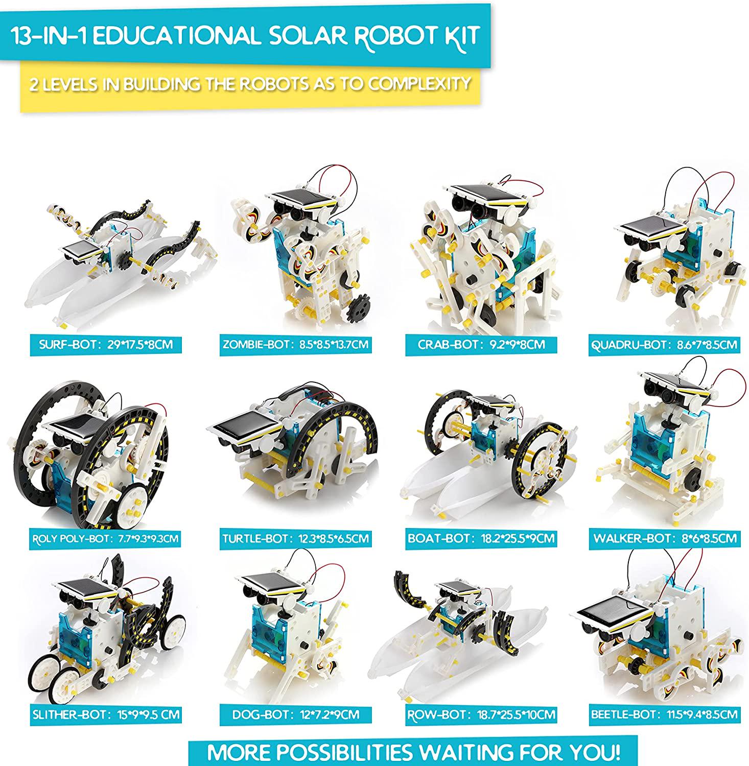 KIDWILL, KIDWILL 13-in-1 Educational Solar Robot Kit for Kids, STEM Educational Science Toy Solar Power Building Kit Puzzle DIY Assembly Solar Robotic Set for Kids, Teens and Science Lovers, Powered by the Sun