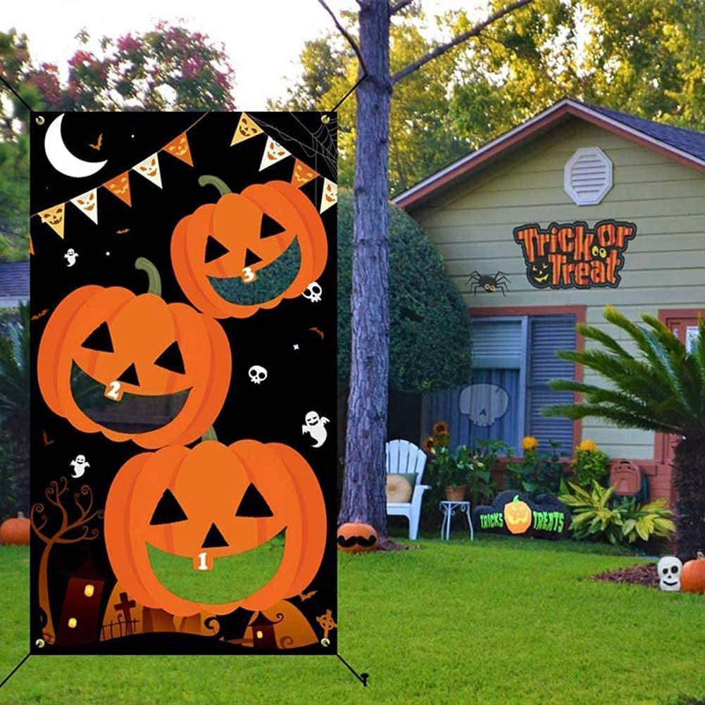 KINMRIS, KINMRIS Pumpkin Bean Bag Toss Games + 3 Bean Bags, Halloween Games for Kids Party Halloween Decorations