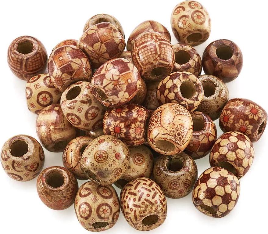 KISSITTY, KISSITTY 200pcs Mixed Painted Large Wood Beads Column Round Wooden Ball Spacer Loose Beads 16mm Thick for DIY Craft Jewelry Making