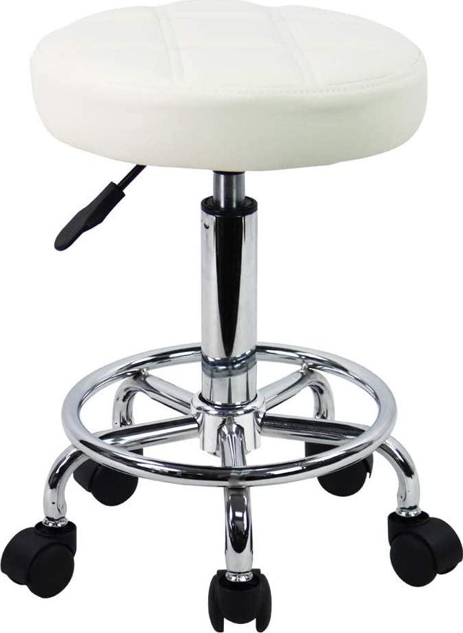 KKTONER, KKTONER Round Rolling Stool Chair PU Leather Height Adjustable Swivel Drafting Work SPA Shop Medical Salon Stools with Wheels Office Chair Small (White)
