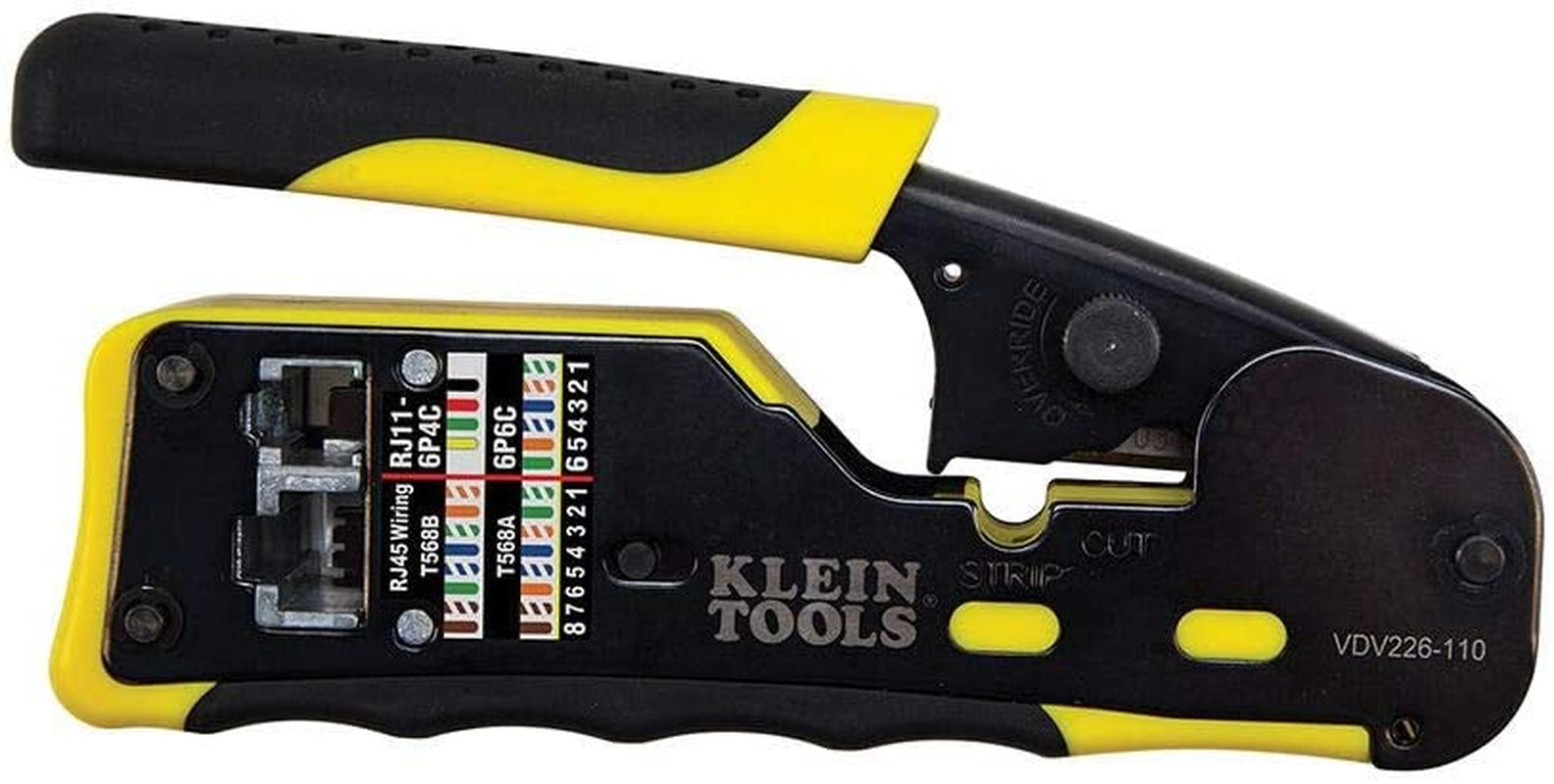 KLEIN TOOLS, KLEIN TOOLS A-VDV226-110 Pass Thru RJ45 Racheting Compact Crimp Tool, Yellow/Black