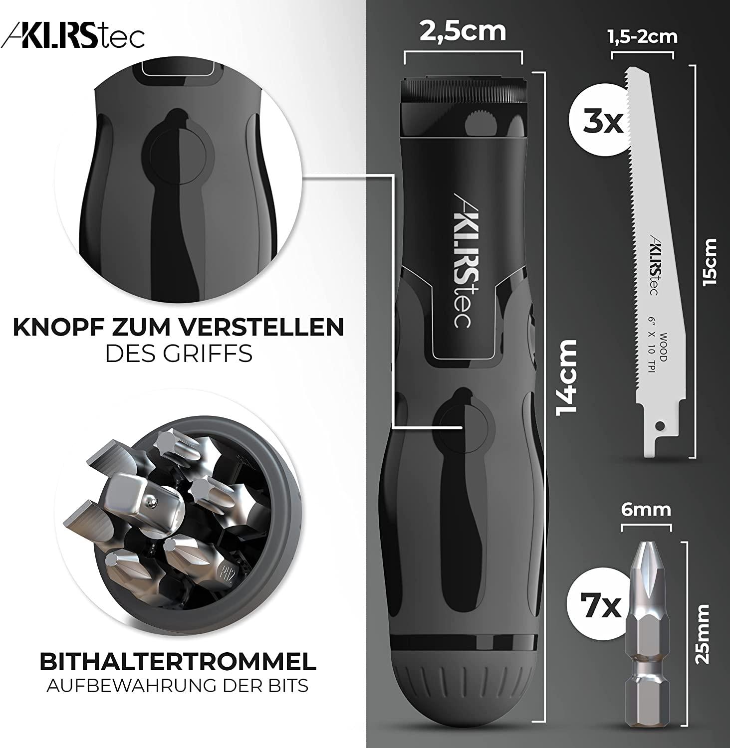 KLRS, KLRStec Professional Multitool 2 in 1 - bit Screwdriver Set and Hand Jigsaw in one 12 Pieces