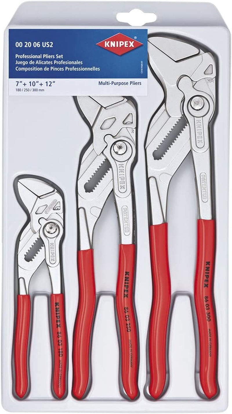 KNIPEX Tools, KNIPEX Tools 00 20 06 US2, Pliers Wrench 3-Piece Set
