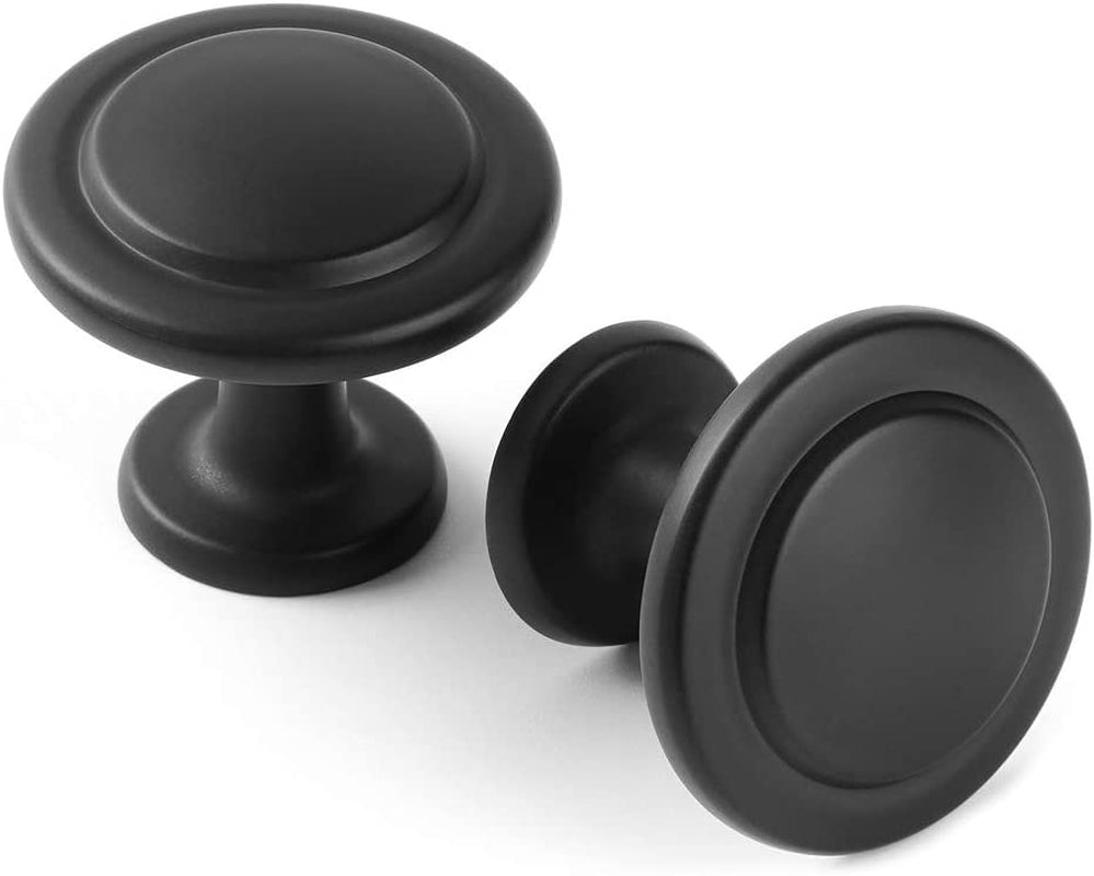 KOOFIZO, KOOFIZO Stepped round Cabinet Knob - Black Pull Handle (Dia.31Mm / 1.2 Inch), 10-Pack for Kitchen Cupboard Door, Bedroom Dresser Drawer, Bathroom Wardrobe Hardware