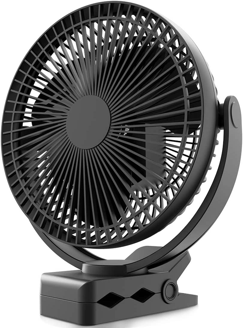 Koonie, KOONIE 10000Mah Rechargeable Portable Fan, 8-Inch Battery Operated Clip on Fan, USB Fan, 4 Speeds, Strong Airflow, Sturdy Clamp for Office Desk Golf Car Outdoor Travel Camping Tent Gym Treadmill