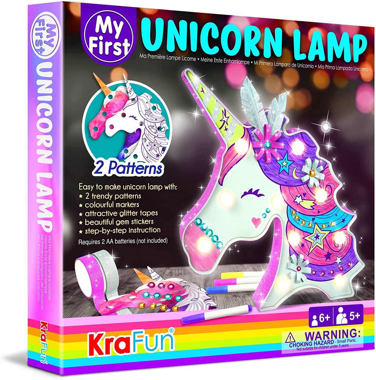 KRAFUN, KRAFUN DIY Unicorn LED Lamp Kit for Kids Creative Arts and Crafts for Boys and Girls, STEM STEAM Toys for Boys and Girls Age 6 7 8 9 10 11 12 Year Old