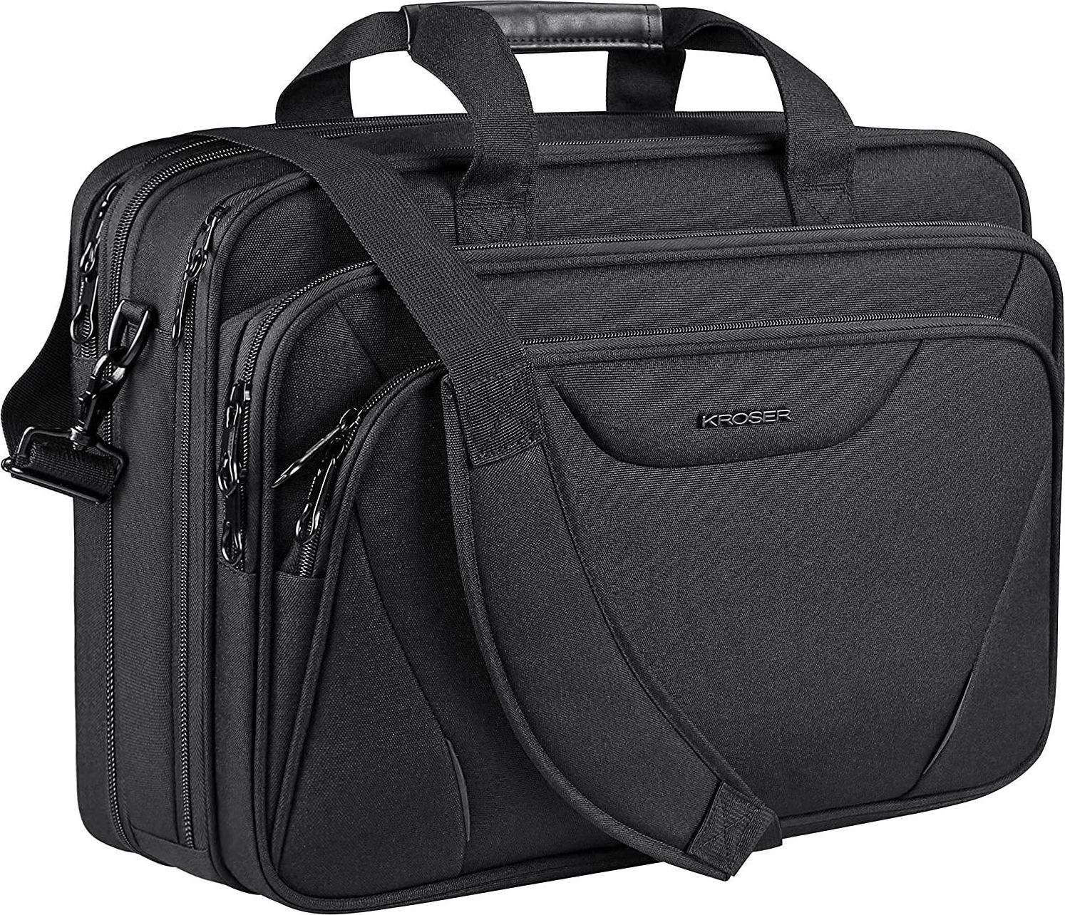 KROSER, KROSER 18 Laptop Bag Premium Laptop Briefcase Fits Up to 17.3 Inch Laptop Expandable Water-Repellent Shoulder Messenger Bag Computer Bag for Travel/Business/School/Men/Women-Black