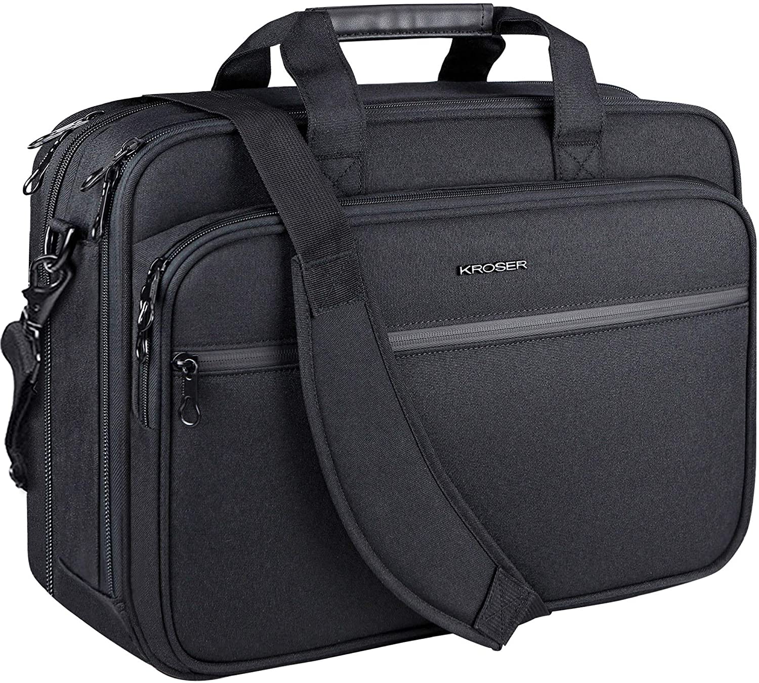 KROSER, KROSER 18 Laptop Bag Premium Laptop Briefcase Fits Up to 17.3 Inch Laptop Expandable Water-Repellent Shoulder Messenger Bag Computer Bag with RFID Pockets for Travel/Business/School/Men/Women-Black
