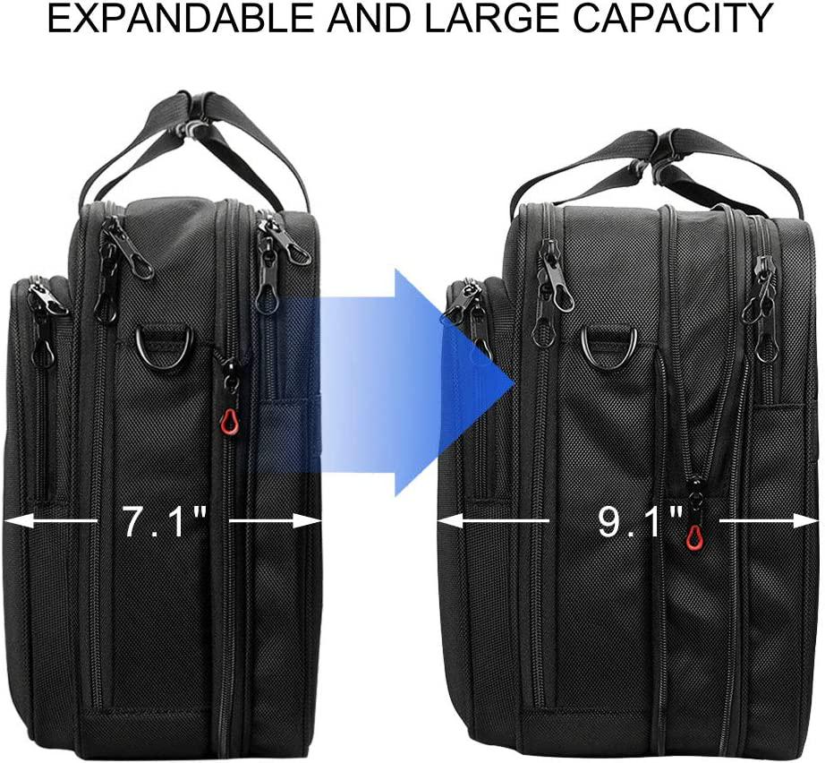 KROSER, KROSER 18.5 Laptop Bag XXL Laptop Briefcase Fits Up to 18 Inch Laptop Water-Repellent Gaming Computer Bag Shoulder Bag Expandable Capacity for Travel/Business/School/Men-Black