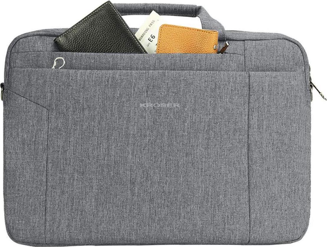 KROSER, KROSER Laptop Bag 15.6 Inch Briefcase Shoulder Messenger Bag Water Repellent Laptop Bag Satchel Tablet Bussiness Carrying Handbag Laptop Sleeve for Women/Men-Grey