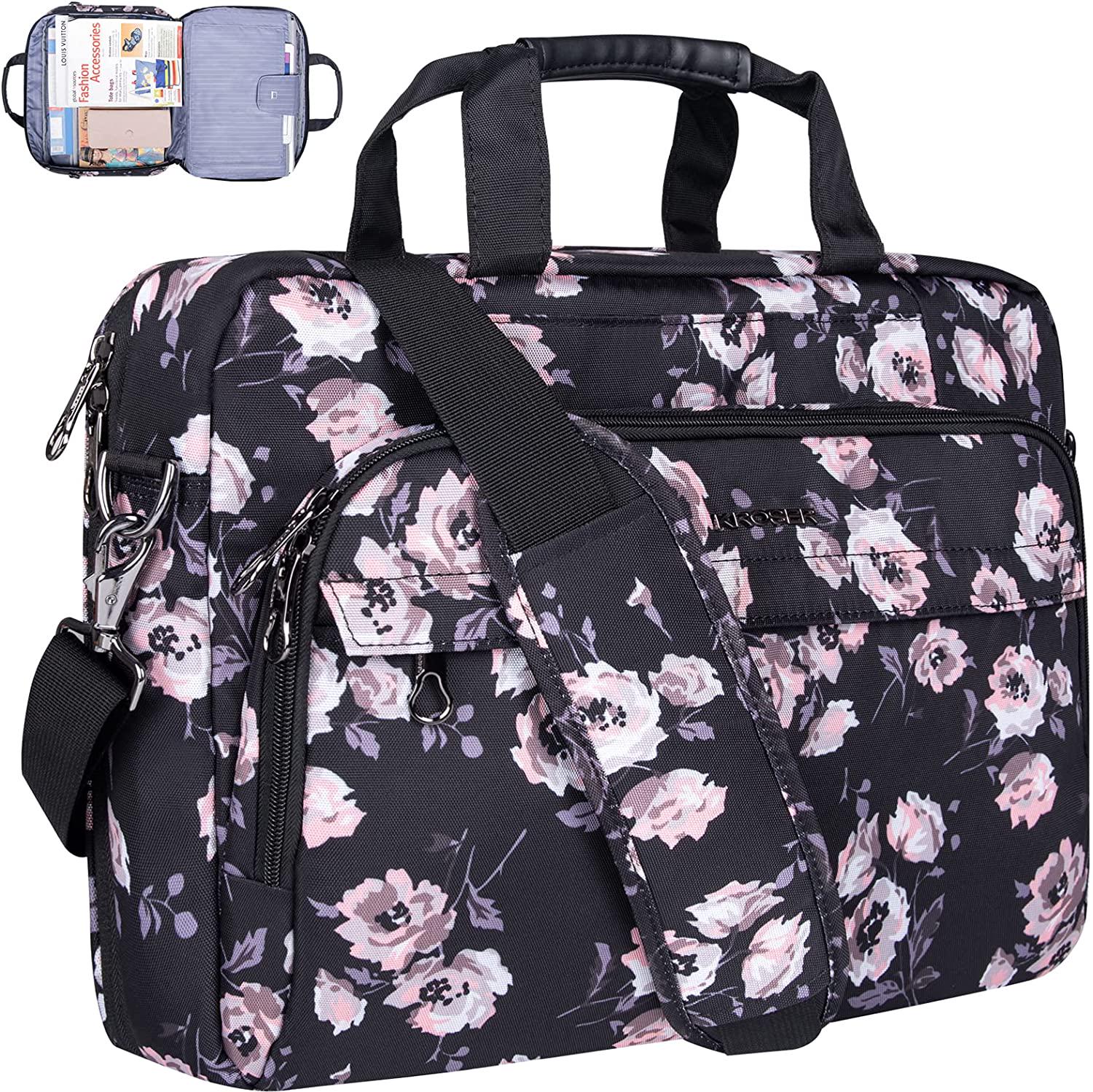KROSER, KROSER Laptop Bag for Women Repellent Shoulder Messenger Bag 15.6 Inch Laptop Computer Briefcases Satchel Tablet Bussiness Carrying Handbag