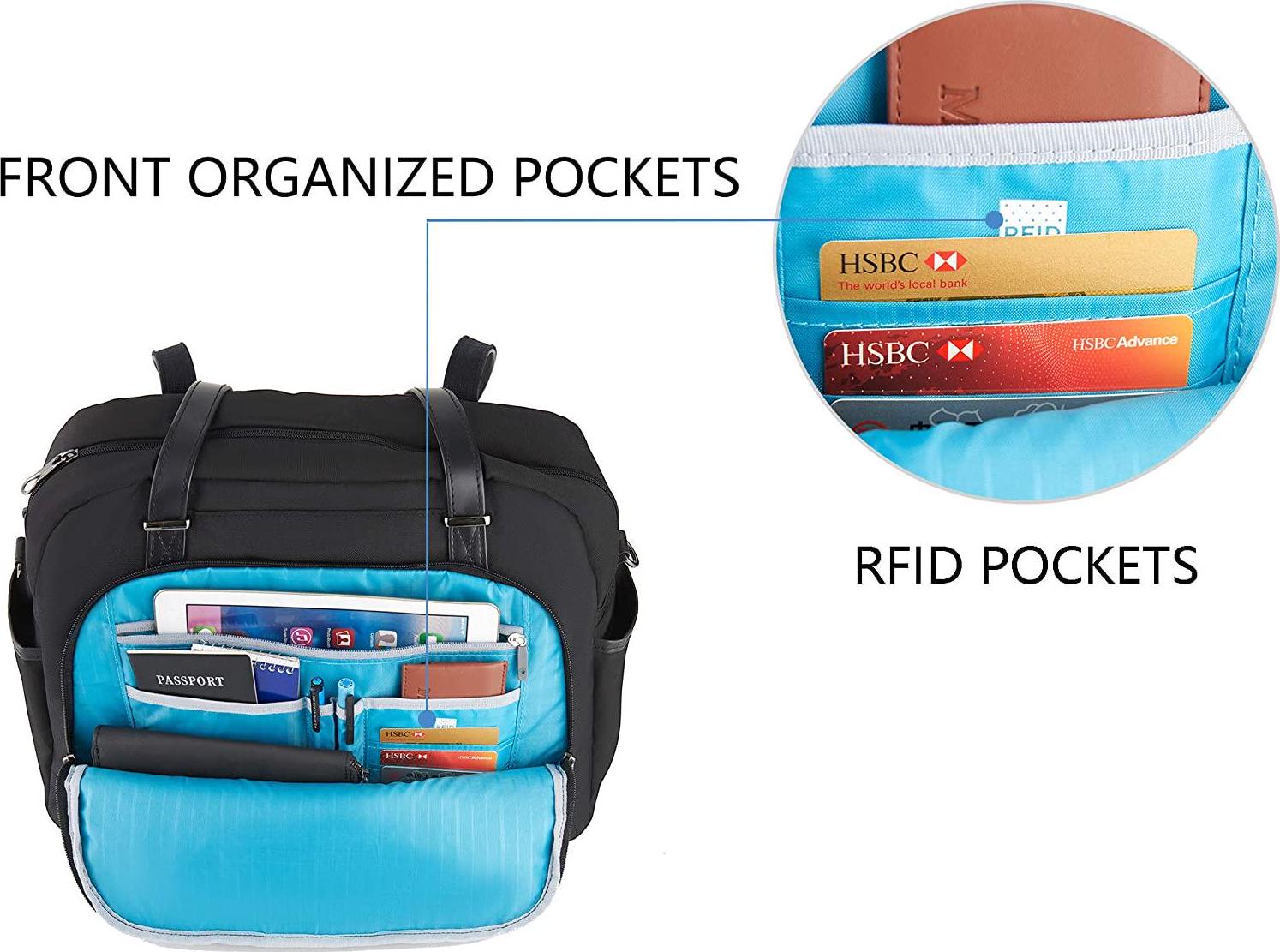 KROSER, KROSER Laptop Tote Bag 15.6 Stylish Shoulder Bag Water-Repellent Large Travel Bag with RFID Pockets for Work/Business/School/College/Women-Black