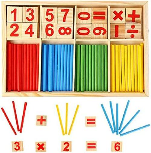 KUTOI, KUTOI Counting Number Blocks and Sticks | Montessori Toys for Kids Learning| Homeschool Supplies for Math manipulatives | Toddlers Educational Wooden rods with Storage Tray