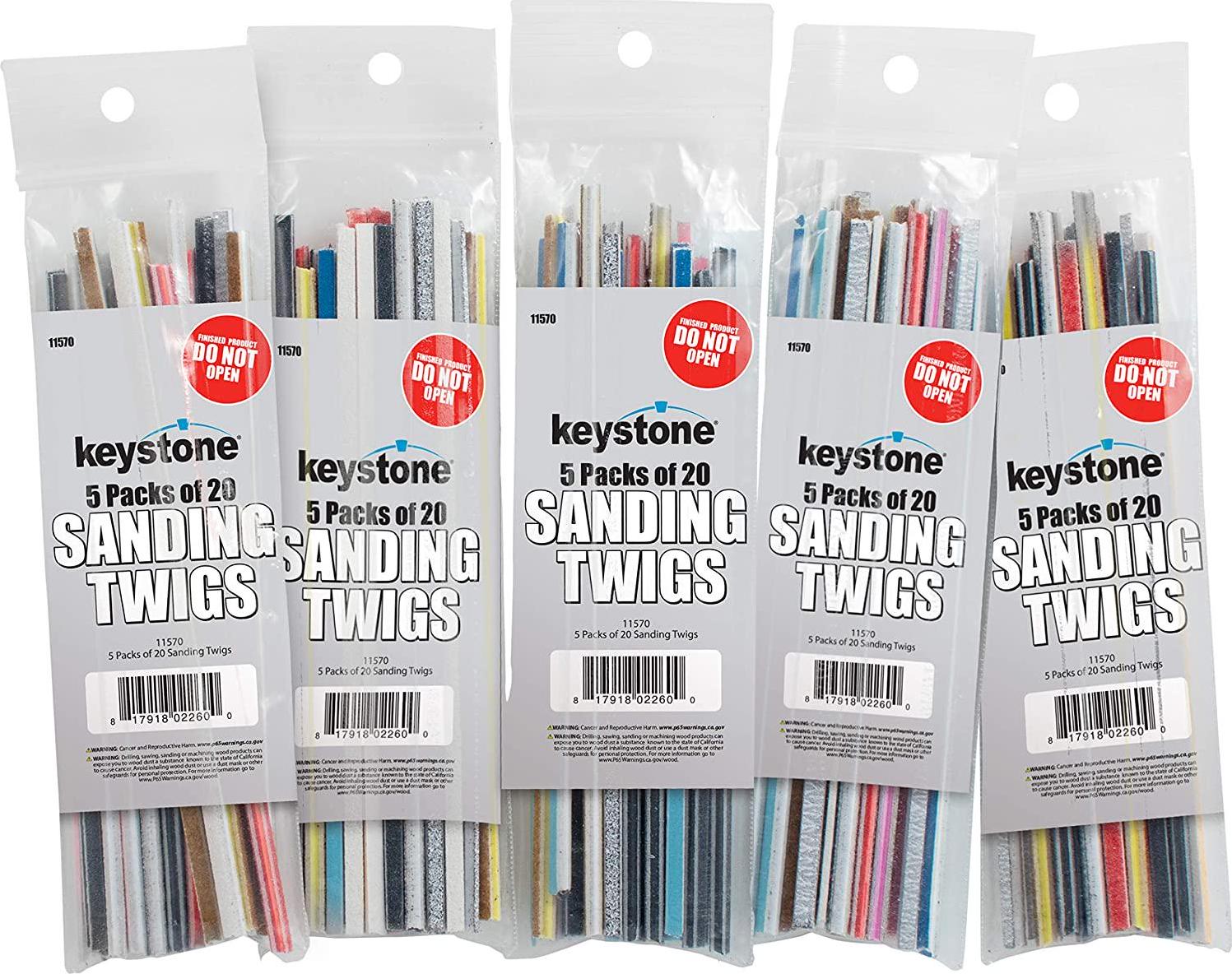 Keystone, Keystone 11570 Sanding Twigs or Sticks Ideal for Woodworking Hobby Arts Crafts Models Mixed Grits and Lengths Cushioned Abrasive (5 pack)