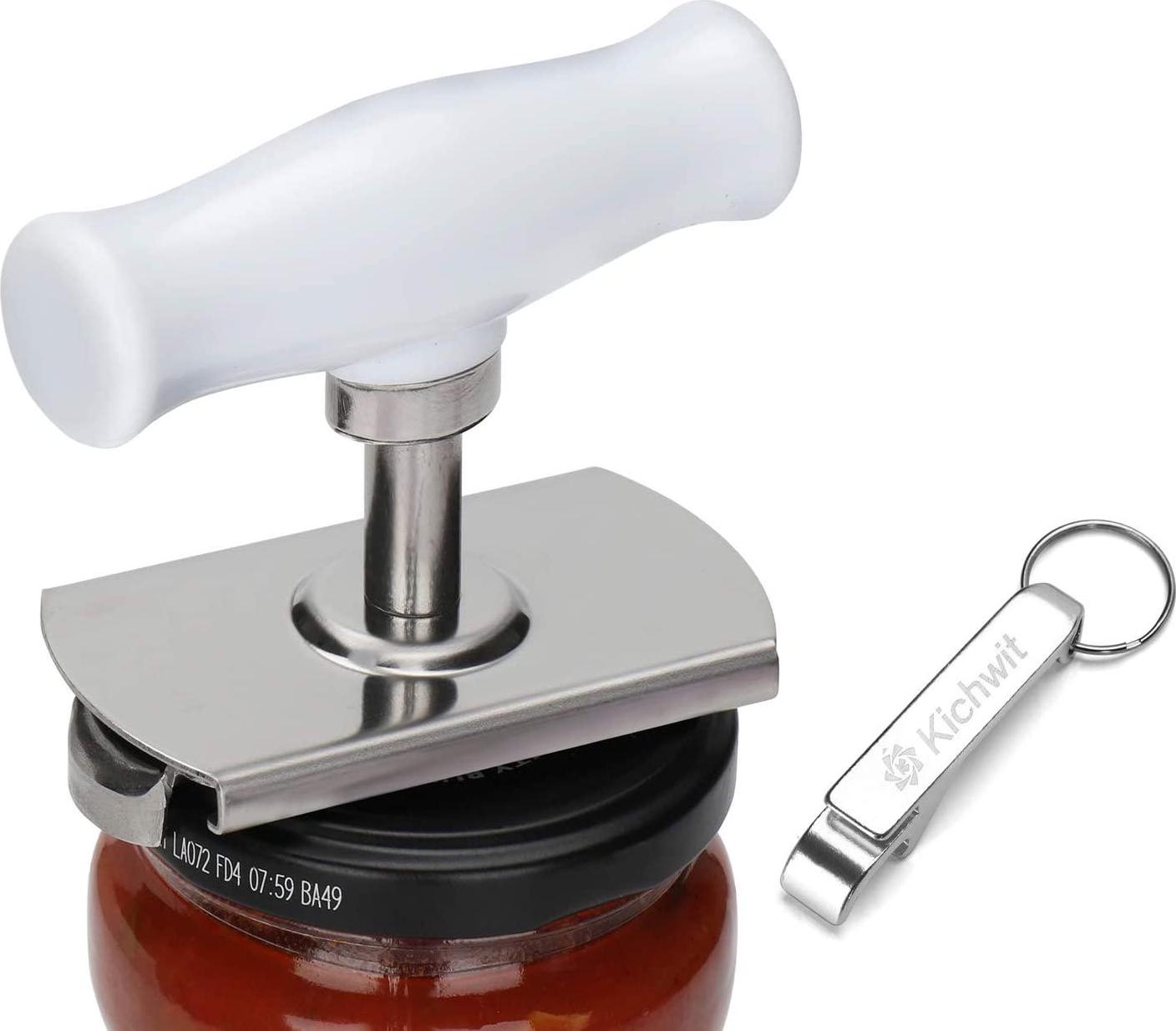 Kichwit, Kichwit Arthritis Jar Opener Stainless Steel Lids Off Jar Opener - Free Bottle Opener Keychain Included