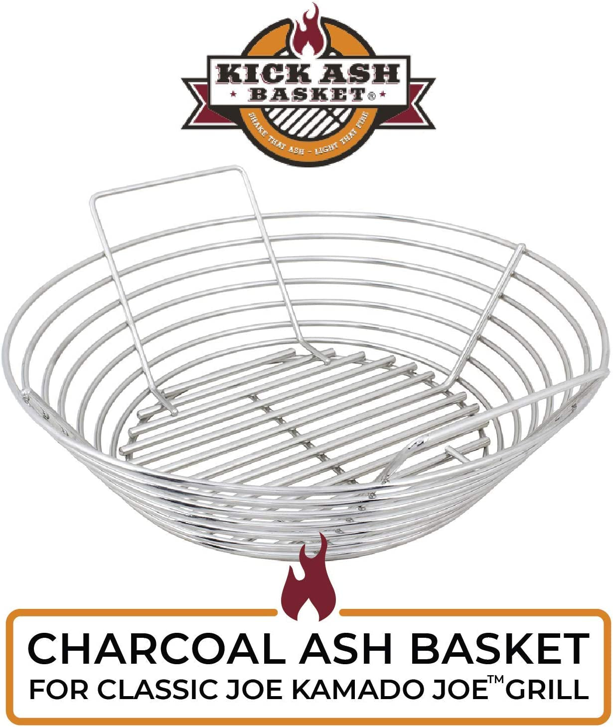 Kick Ash Basket, Kick Ash Basket Stainless Steel Basket for Kamado Joe Classic and Other Grills, 15 Inch Total Diameter