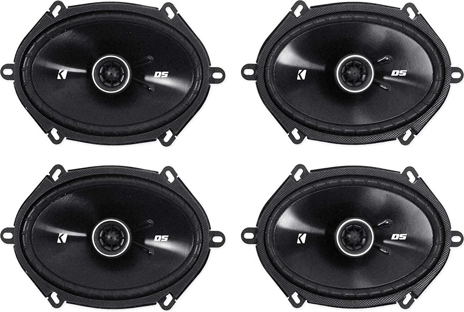 Kicker, Kicker 43DSC6804 DS 6x8 400 Watt 2-Way 4-Ohm Car Audio Thin Profile Coaxial Speakers with Dome Tweeters, Foam Surrounds and Polypropylene Cone, 2 Pairs