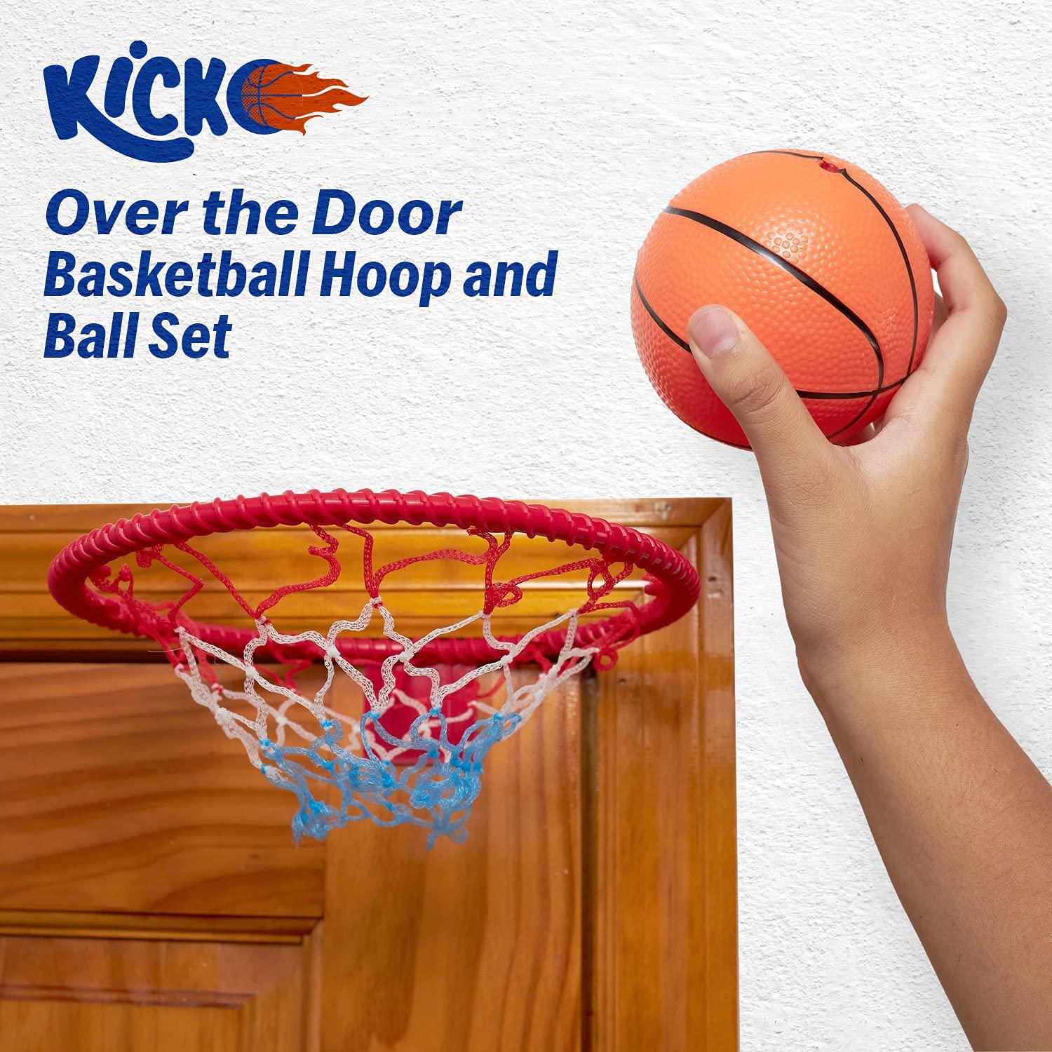 Kicko, Kicko 8-Inch Over the Door Basketball Hoop - with Mini Ball Set Or On the Wall - Fun Sports Game - Kids, Teens and Adults