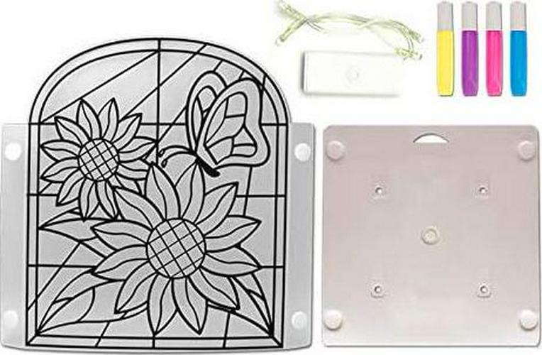 Smartstoy, Kid Lamp DIY Kit- Make Stained Glass Nightlight with Window Paint and Circuit - Creative Arts and Crafts for Girls and Boys Ages 6 7 8 9 10 Year Old - Kid Educational Toy Art Kits - Best Gifts