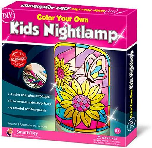 Smartstoy, Kid Lamp DIY Kit- Make Stained Glass Nightlight with Window Paint and Circuit - Creative Arts and Crafts for Girls and Boys Ages 6 7 8 9 10 Year Old - Kid Educational Toy Art Kits - Best Gifts