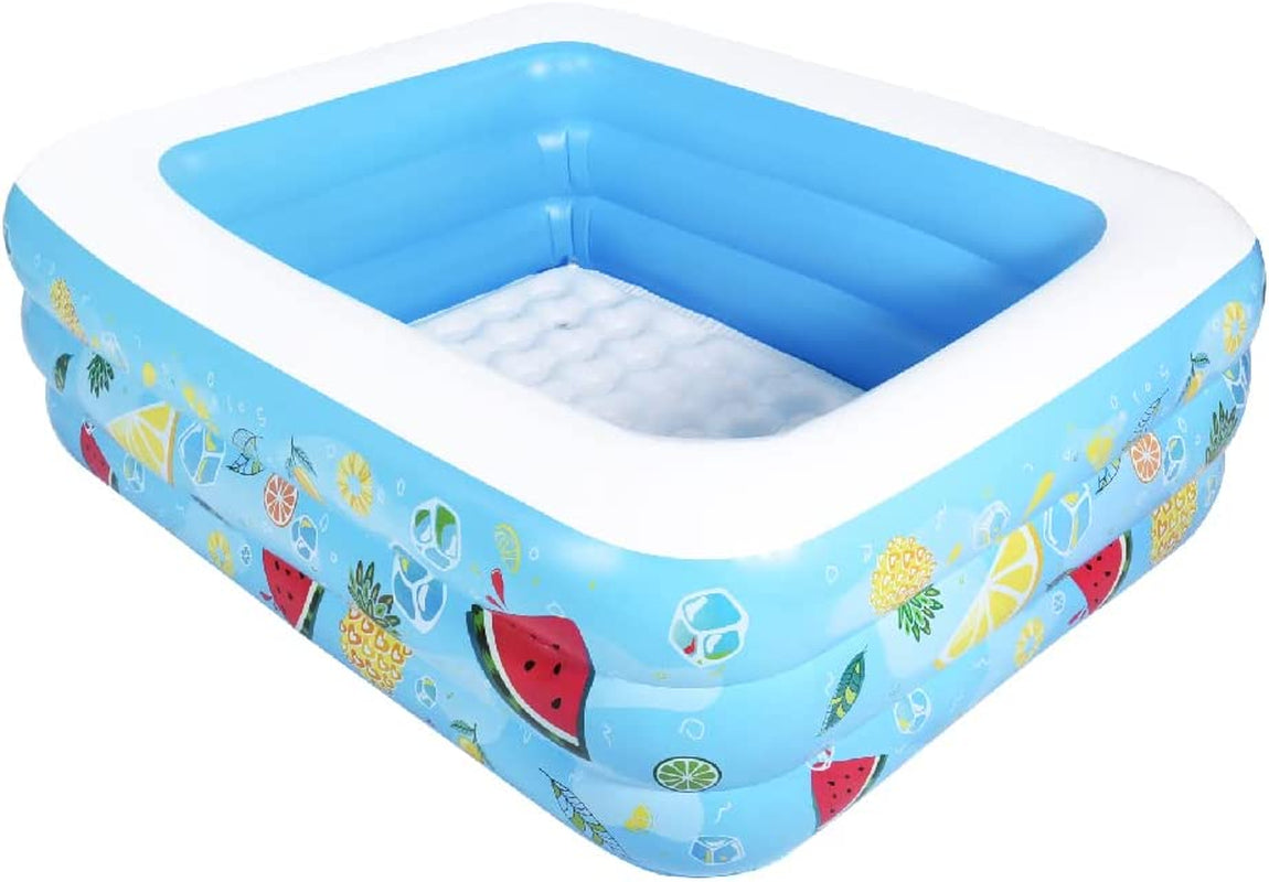 InflatFun, Kiddie Pool, 185Cm × 148Cm × 56Cm Inflatable Pool with Inflatable Soft Floor, Cool Summer Swimming Pool for Kids and Family, Blow up Pool for Backyard, Garden, Indoor, or Outdoor