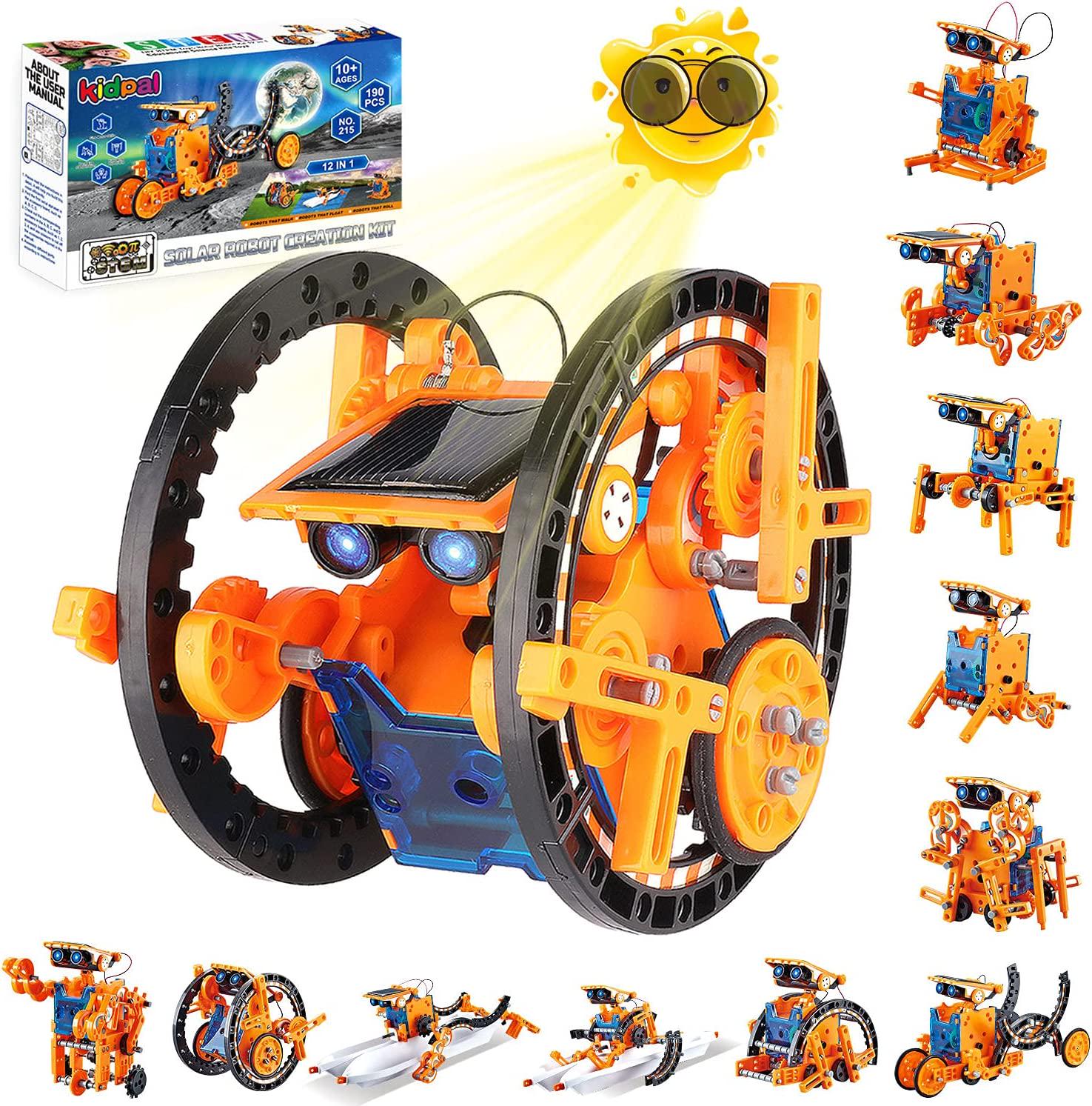 Kidpal, Kidpal 12-in-1 Solar Powered Robot Toys, Education Activities Kits for Kids Ages 8-12 and Older, DIY Science Kit STEM Projects Engineering Toy for Teen 8 9 10 11 12 Years Old, Boys and Girls Gifts Ideas
