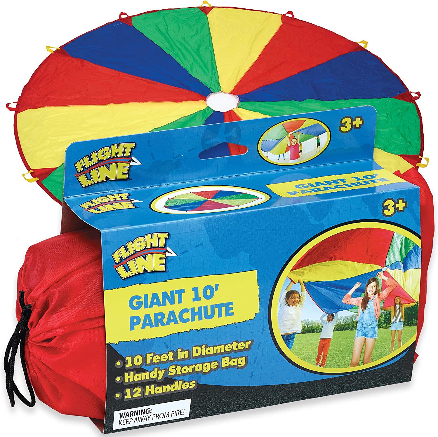 Thin Air Brands, Kids 10 Foot Play Parachute Toy for Boys and Girls with 12 Handles for Team Group Cooperative Games, Ages 3 +