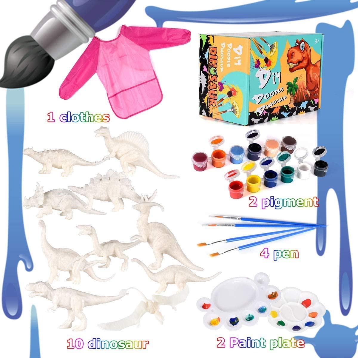 YDPlaier, Kids Arts and Crafts Set Painting Kit - Dinosaurs Toys Art and Craft Supplies Party Favors for Boys Girls Age Over 5 Years Old Kid Creativity DIY Gift Easter Paint Your Own Dinosaur Animal Set
