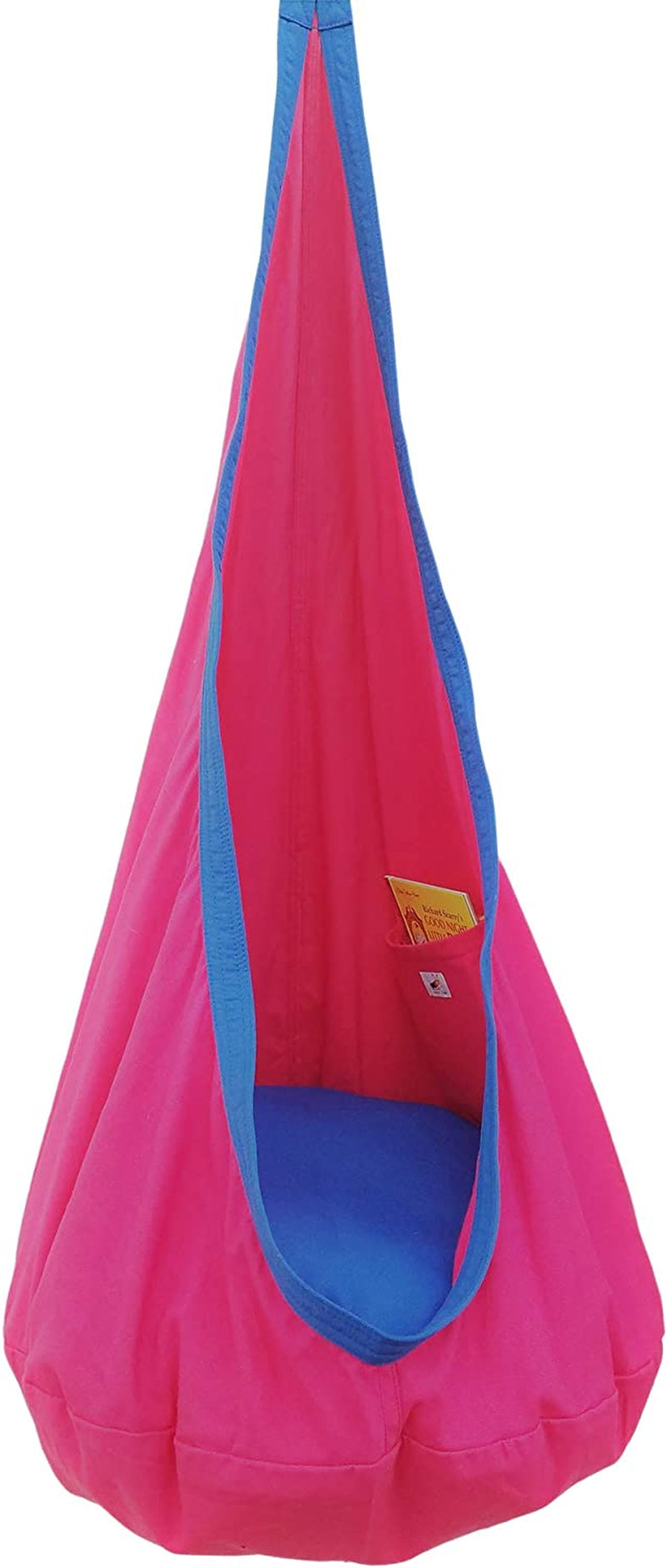 Appomattox Kids, Kids Child Hanging Pod Swing Chair with Pocket, Hanging Hammock Cocoon, Indoor and Outdoor Fun, Reading Nook, Relaxation, Sensory Autism Therapy, Easy to Hang Comfortable Nest, Girls and Boys (Pink)