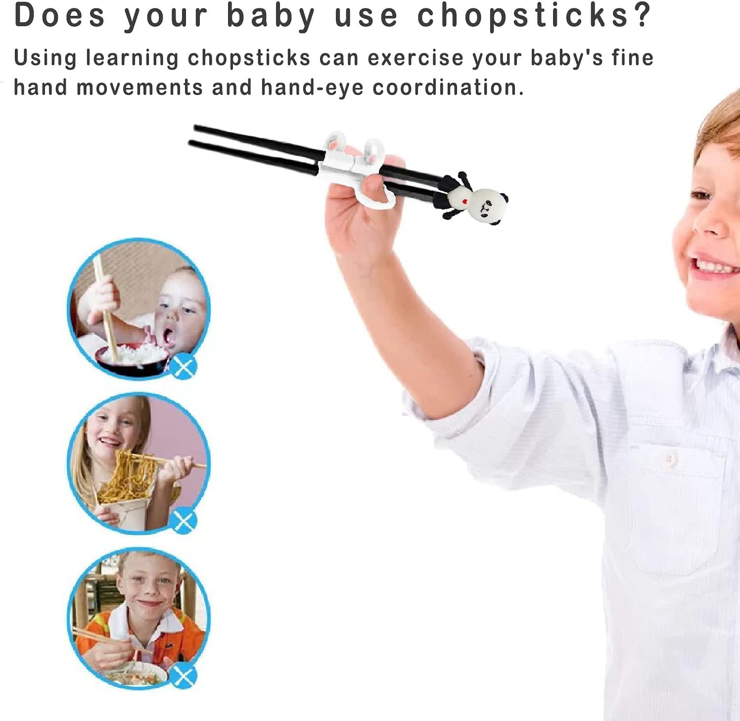 Meegoo, Kids Chopsticks - Baby Training Chopsticks, Reusable Practice Chopsticks, Finger Sets of Learning Chopsticks for Kids and Children's Beginners 4 Pcs
