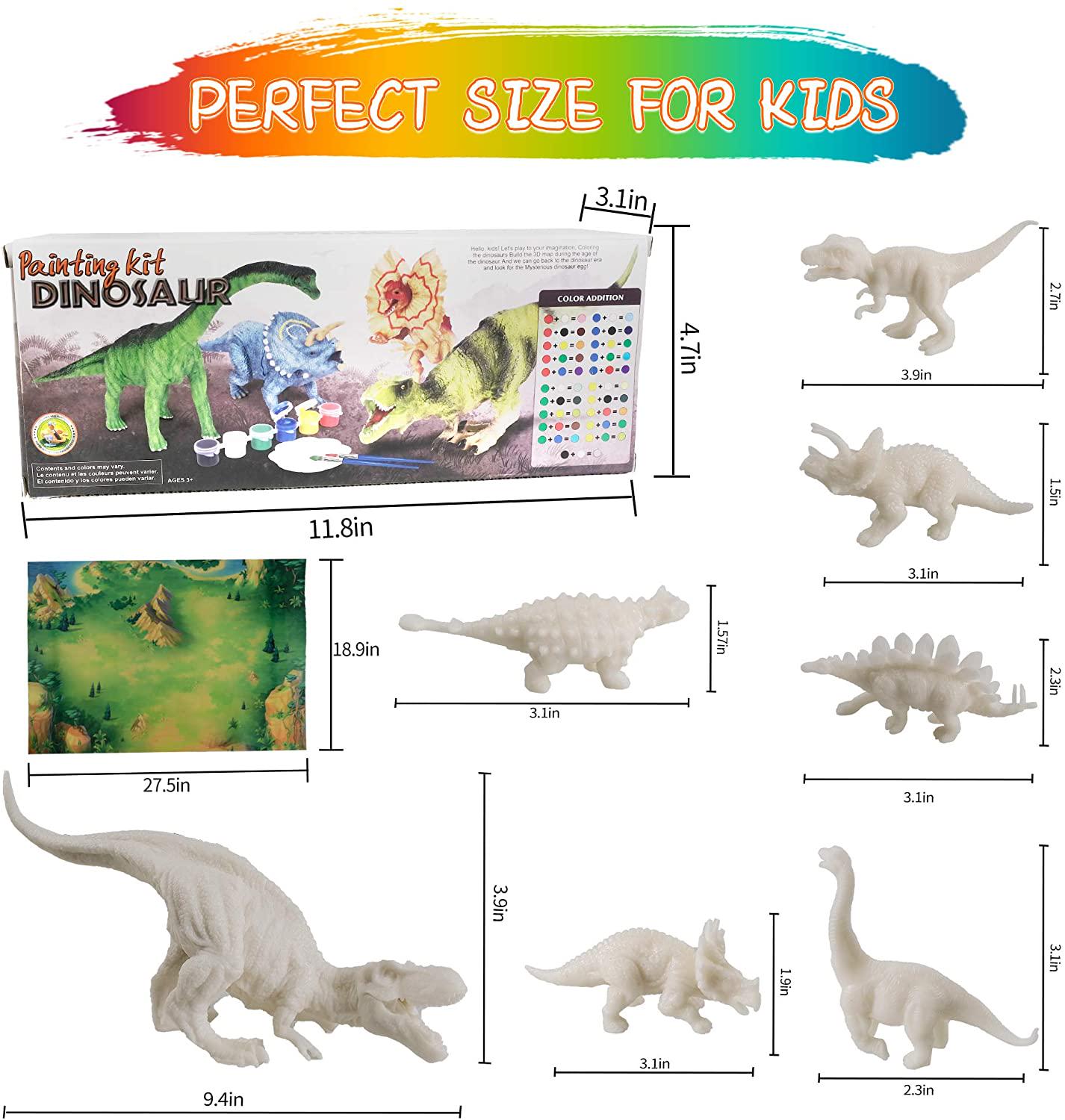 WQ, Kids Crafts and Arts Paint Set,Dinosaur Painting Kit,DIY Dinosaur Crafts Painting Toys, Aged 4-12 Years Old 3D Painting Parent-Child Toys.