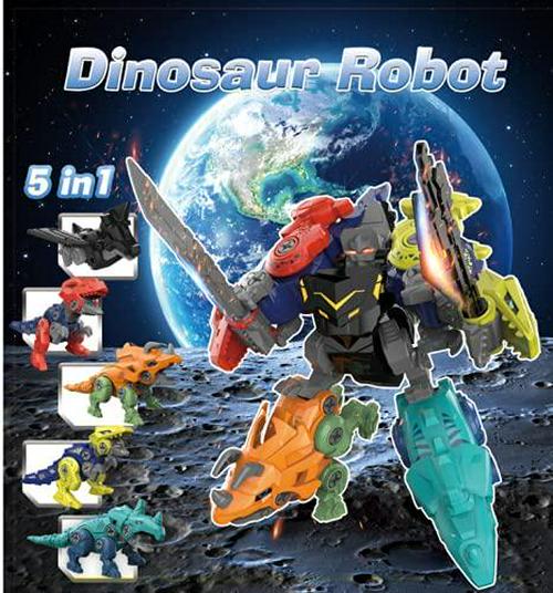 YIDOFFY, Kids Dinosaur Toys for 3 4 5 6 7 8 Year Old Boys Gifts, 5 in 1 Dinosaur Building Toys Set, DIY Take Apart Transform into Robot Toys for Birthday Christmas