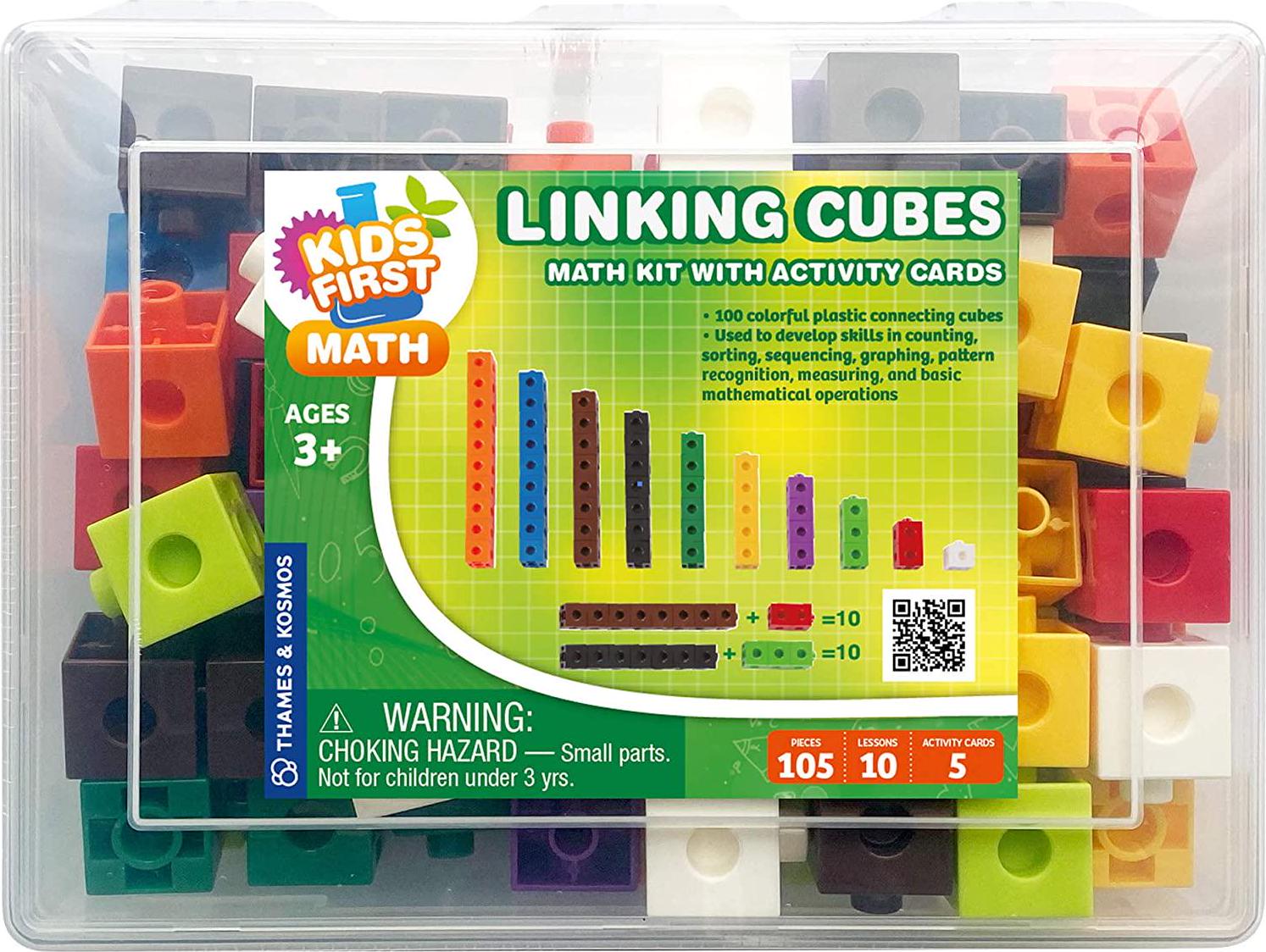 THAMES & KOSMOS, Kids First Math: 100 Linking Cubes Math Kit w/ Activity Cards | Develop Skills in Counting, Sorting, Sequencing, Graphing, Measuring | Visual Hands-on Math for at-Home or Classroom Learning Ages 3+
