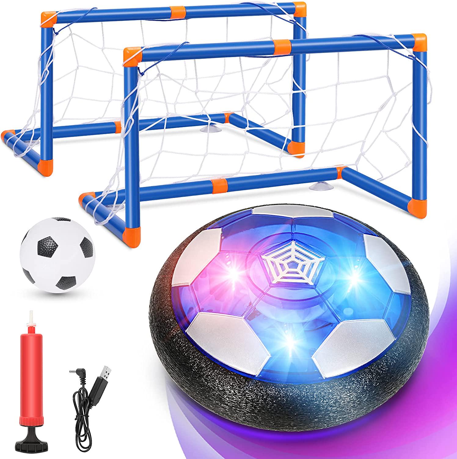 Tiikiy, Kids Hover Soccer Ball Set, Rechargeable Air Soccer Fun Toys with 2 Goals, LED Light and Foam Bumper for Boys Girls Indoor Outdoor Games, Including an Inflatable Ball