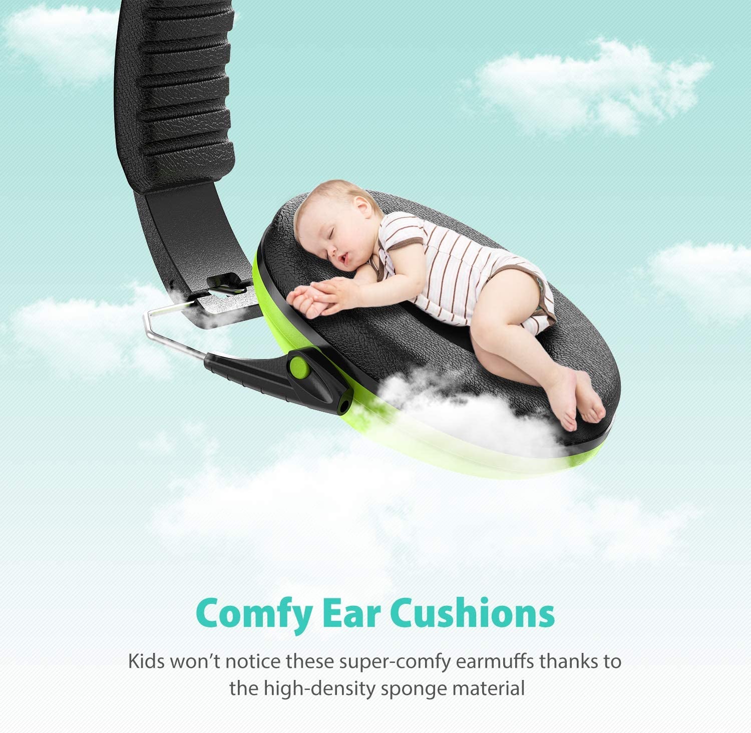 secretgreen.com.au, Kids Protective Earmuffs with Noise Blocking Children Ear Muffs for Sleeping, Studying, Shooting, Babies 27NRR Adjustable Head Band, EM100