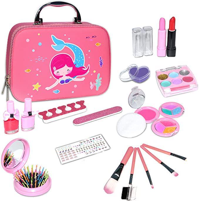 VKONERL, Kids Washable Makeup Girls Toys - Real Make Up Set Washable Make up Kit for Toddler Kids Girl Children Princess Pretend Play Birthday Gift Toys for Girl Aged 3-10