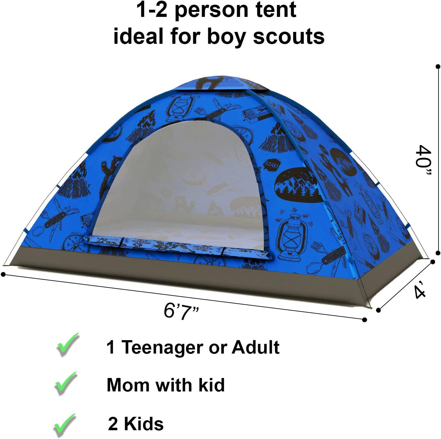 ANJ Outdoors, KidzAdventure 2 in 1 Kids Play Tent/Kids Tent for Camping | 1 2 Person Backpacking Tent for Kids | Ultralight Indoor and Outdoors