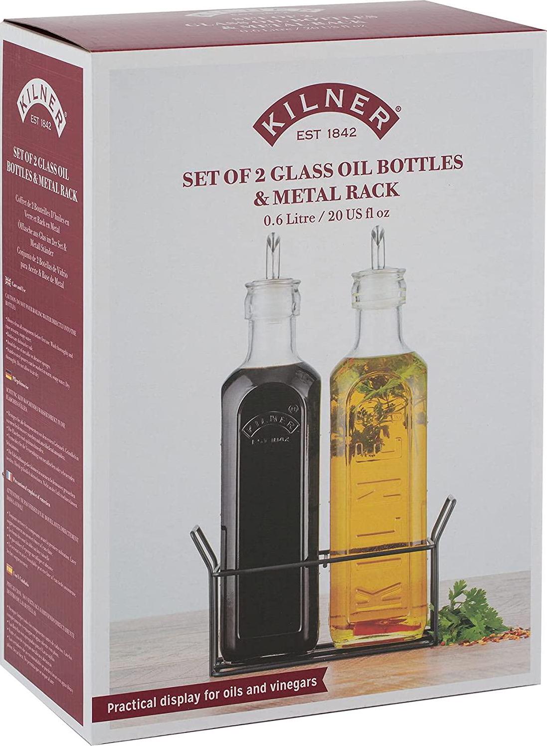 Kilner, Kilner Oil Bottle Set, 2600 ml Capacity, Clear