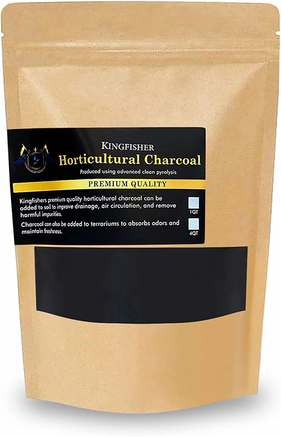 Kingfishers, Kingfishers Organic Horticultural Charcoal & Terrarium Charcoal | Charcoal for Plants | Pure Hardwood Charcoal for Planting and Gardening | (4 Quart)