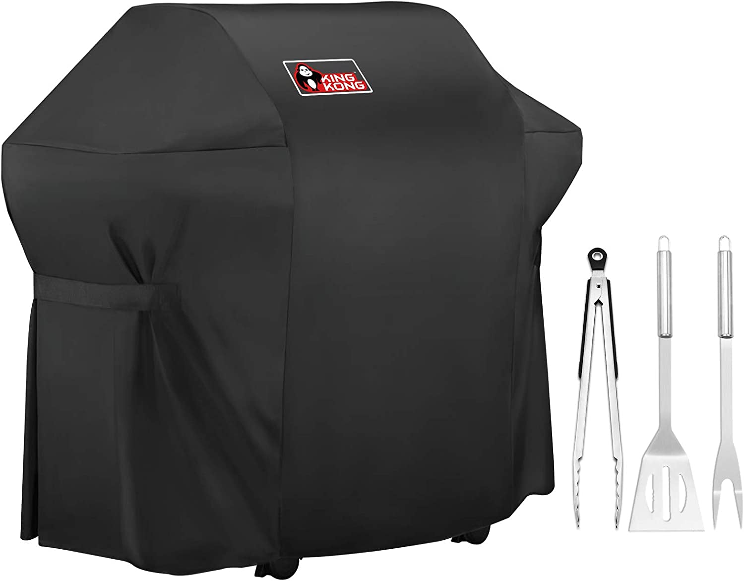 Kingkong, Kingkong 7107 Waterproof BBQ Cover for Weber Genesis E and S Series Gas Grill Including Stainless Steel Meat Fork, Spatula and Tongs, Genesis E/S-60