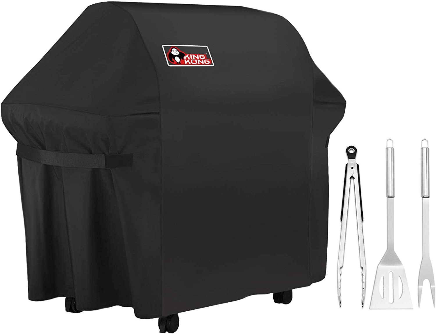 Kingkong, Kingkong 7107 Waterproof BBQ Cover for Weber Genesis E and S Series Gas Grill Including Stainless Steel Meat Fork, Spatula and Tongs, Genesis E/S-60
