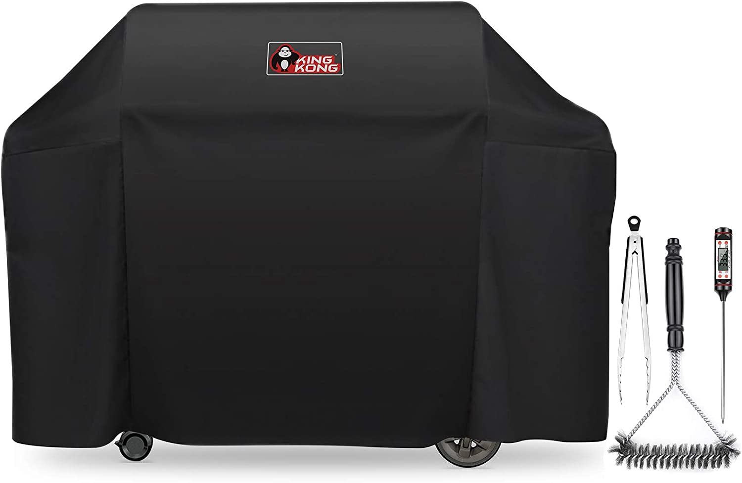 Kingkong, Kingkong 7131 Grill Cover for Weber Genesis II 4 Burner Grill Including Brush, Tongs and Thermometer