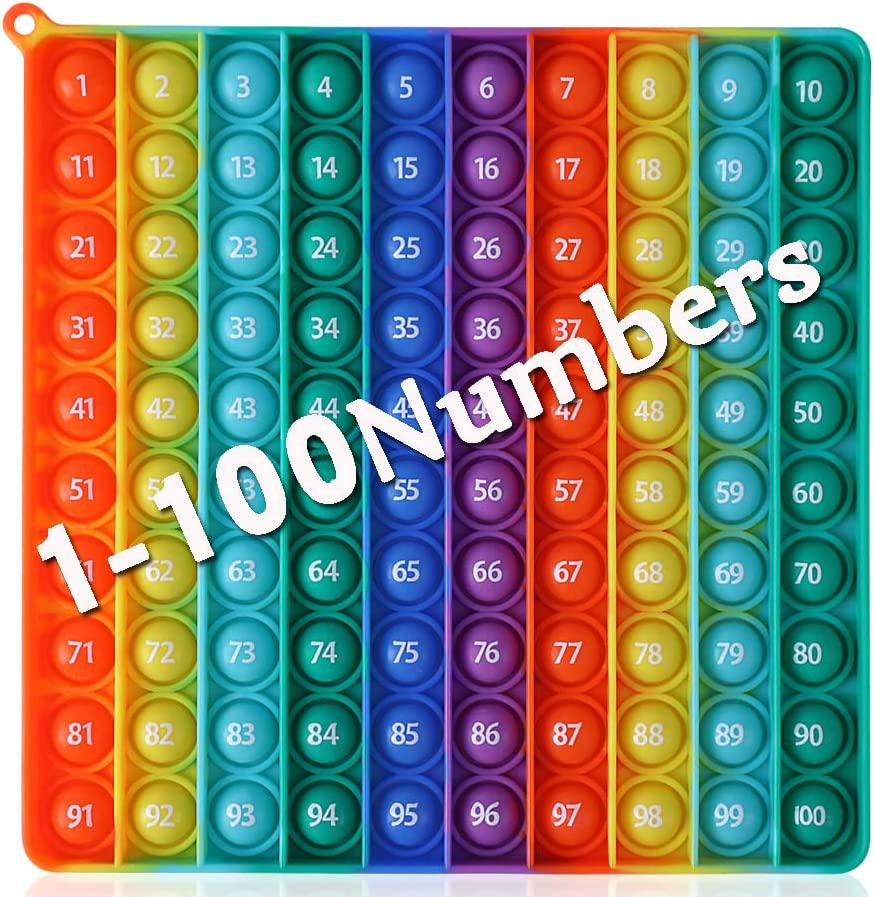 Kingmall, Kingmall Numbers P0p with Numbers, Big Size P0pp with Numbers Rainbow Square Fidgett Ttoy 100bubbles Learning Tool for Teachers to Create Kinds of Math Manipulatives with 1-100 Numbers