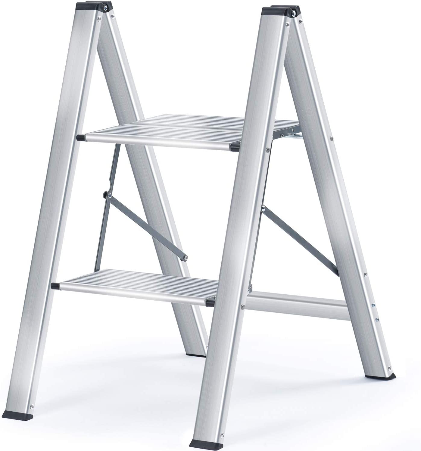 KK KINGRACK, Kingrack Step Ladder, 2 Step Aluminium Folding Step Stool, Portable Ladder with Large Platform,Slim Household Stepladder with Milti-fuction. WKUK3003-2 (2 Step)