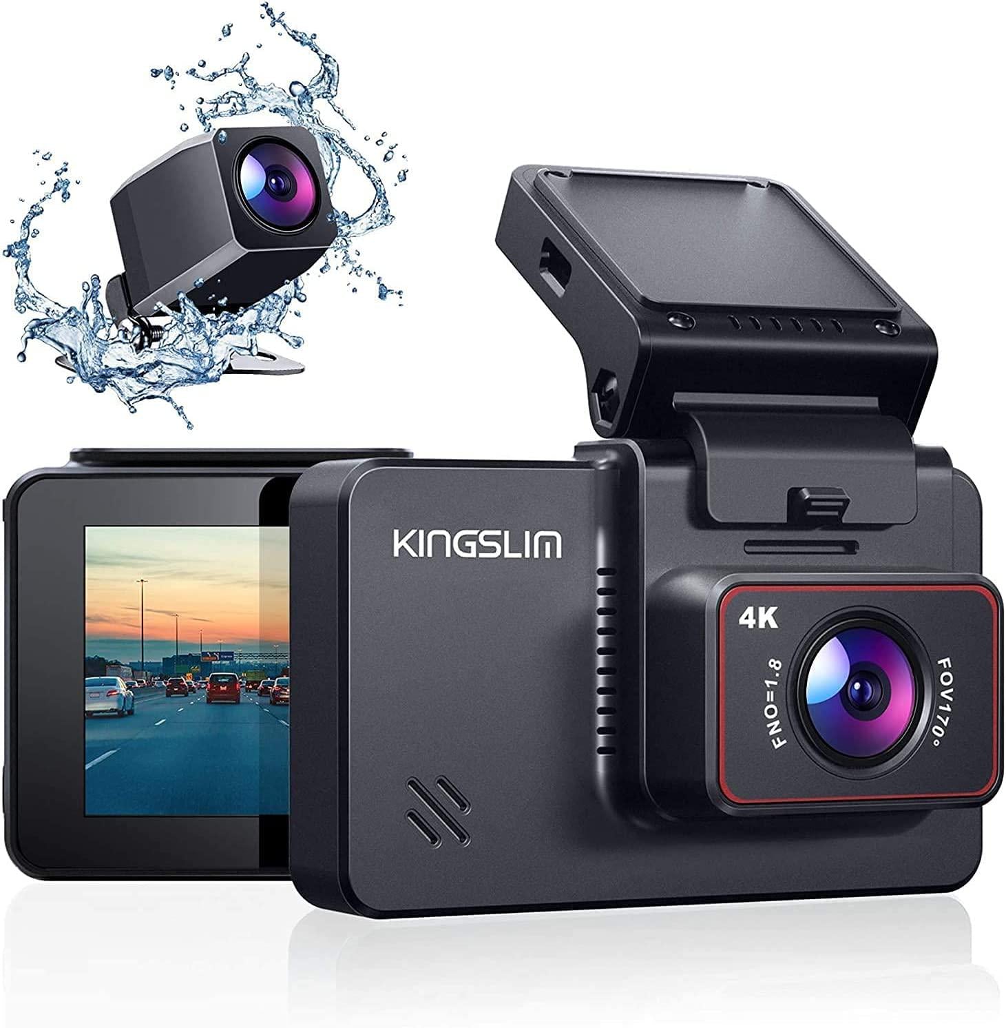 Kingslim, Kingslim 4K Dual Dash Cam with Built-in Wi-Fi GPS - Front 4K/2.5K Rear 1080P Dual Dash Camera for Cars, 3 IPS Touchscreen 170° FOV Dashboard Camera with Starvis Sensor, Support 256GB Max - D4