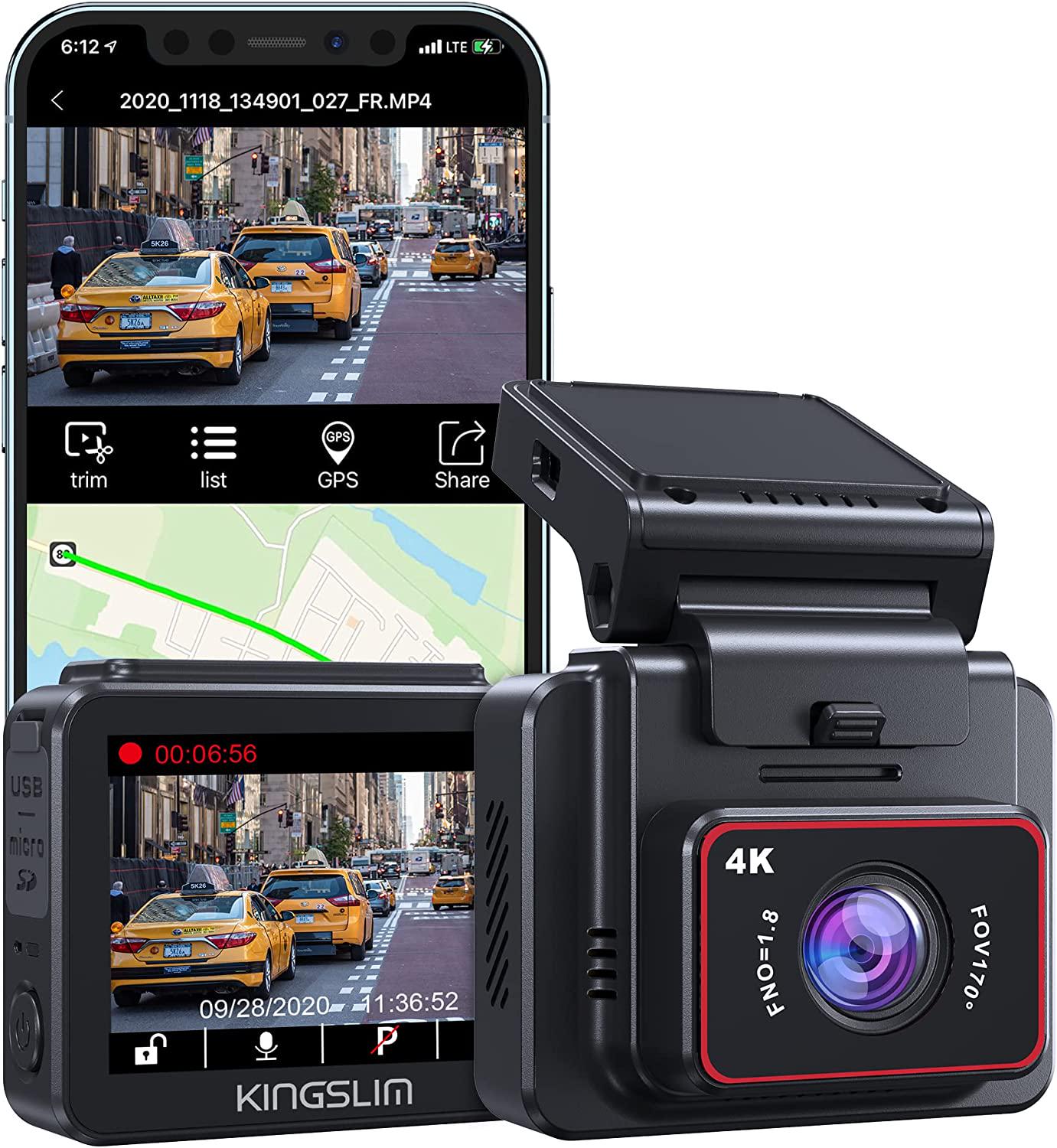 Kingslim, Kingslim D5-4K Dash Cam with WiFi - Front Dash Camera for Cars with GPS and Speed, Sony Night Vision, Support APP and 256GB Max
