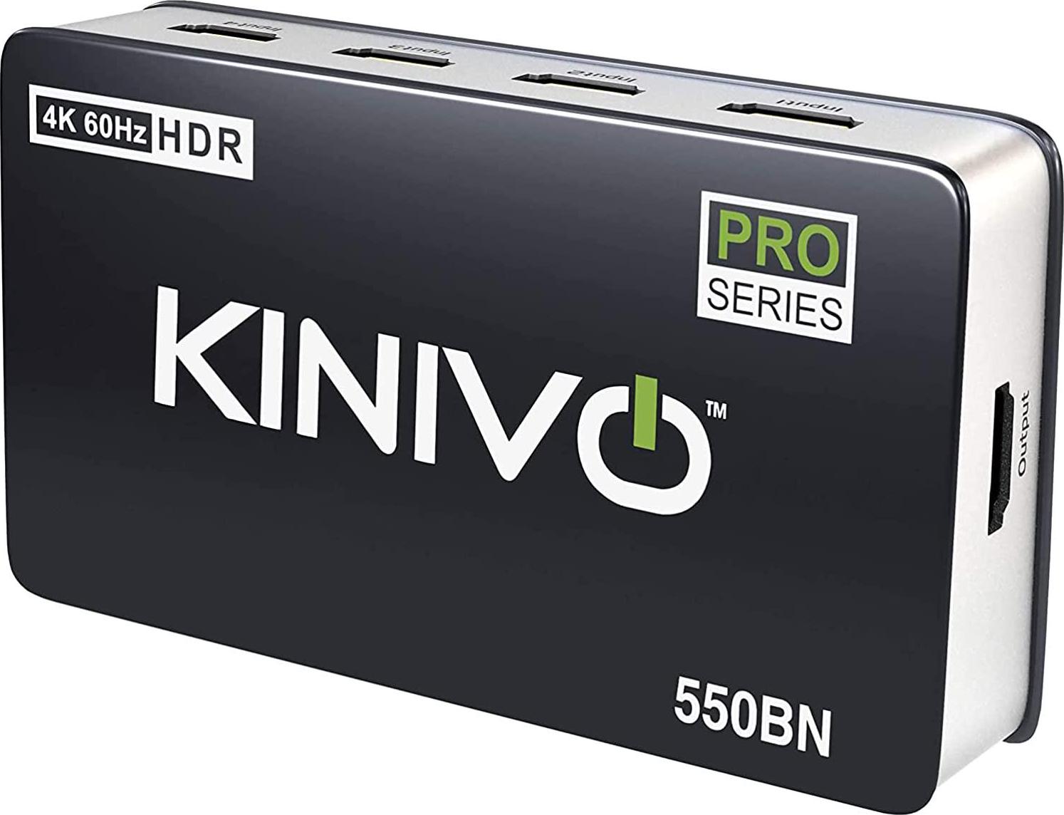 Kinivo, Kinivo 550BN 4K HDMI Switch 5 Port with IR Wireless Remote (4K 60Hz, HDR, HDCP, 3D, 18Gbps, Auto Switch) for Game Consoles, Apple TV, HDTV, Blu-ray, Laptop