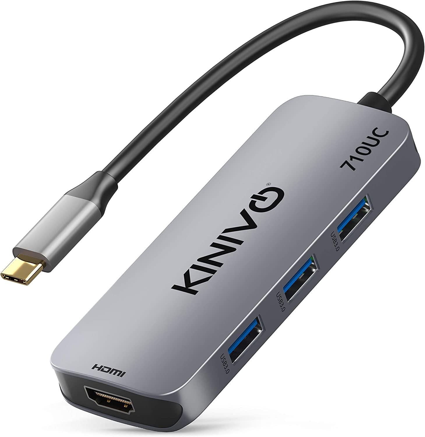 Kinivo, Kinivo 710UC USB-C Hub (7 Ports- 3 USB 3.0 Ports, HDMI Port, 100W PD, SD and TF Card Readers) - Compatible with MacBook Pro 13/15(Thunderbolt 3),2018 Mac Air,Chromebook,XPS, Samsung S8/S9/S10,etc