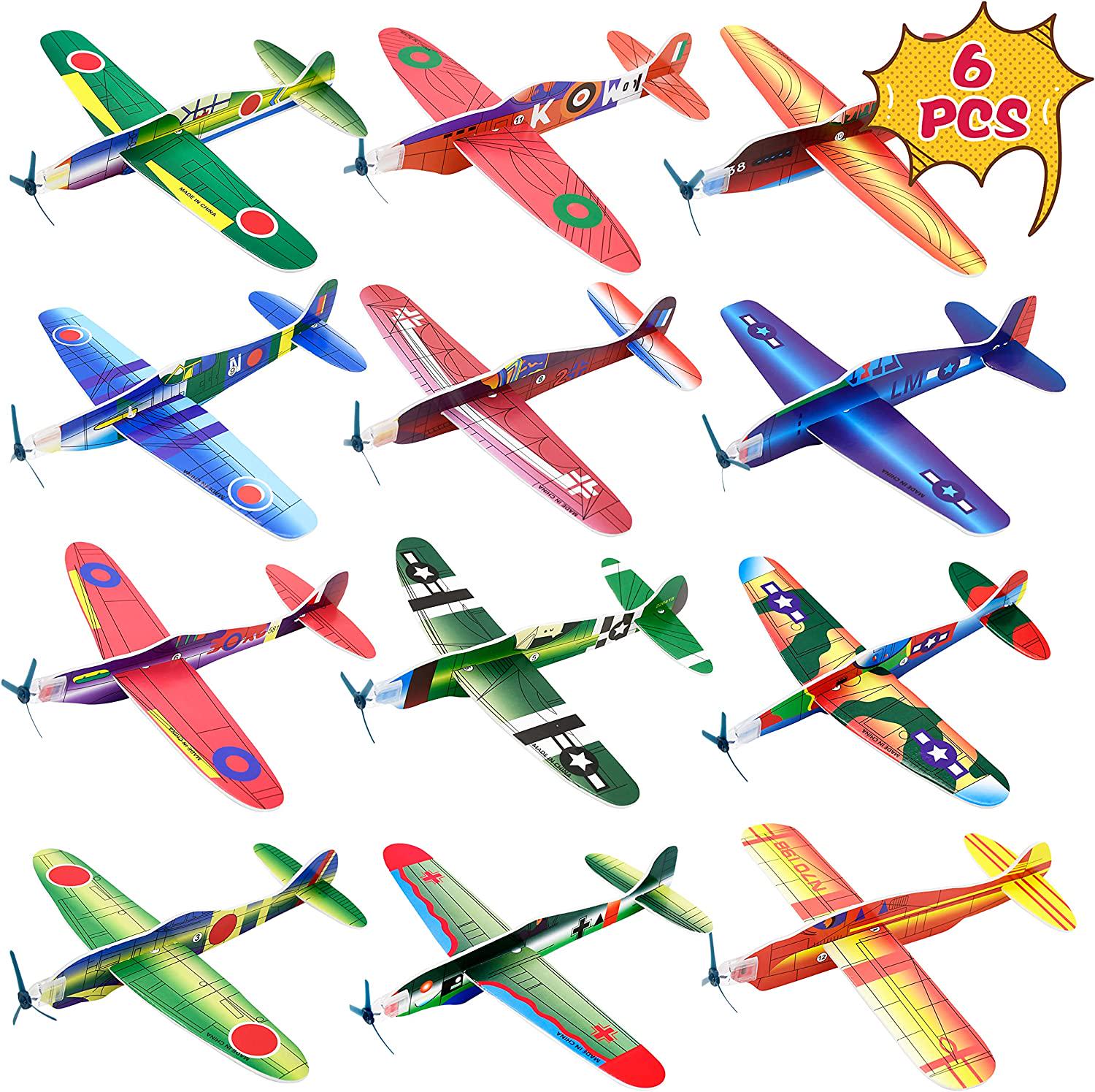 Kissdream, Kissdream 6 Pack 8 Inch Glider Planes - Birthday Party Favor Plane, Great Prize, Handout / Giveaway Glider, Flying Models.(Random Style)